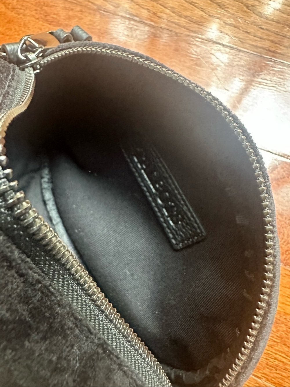 Talbots Quilted Velvet Oval Crossbody Bag - Black - Picture 8 of 8